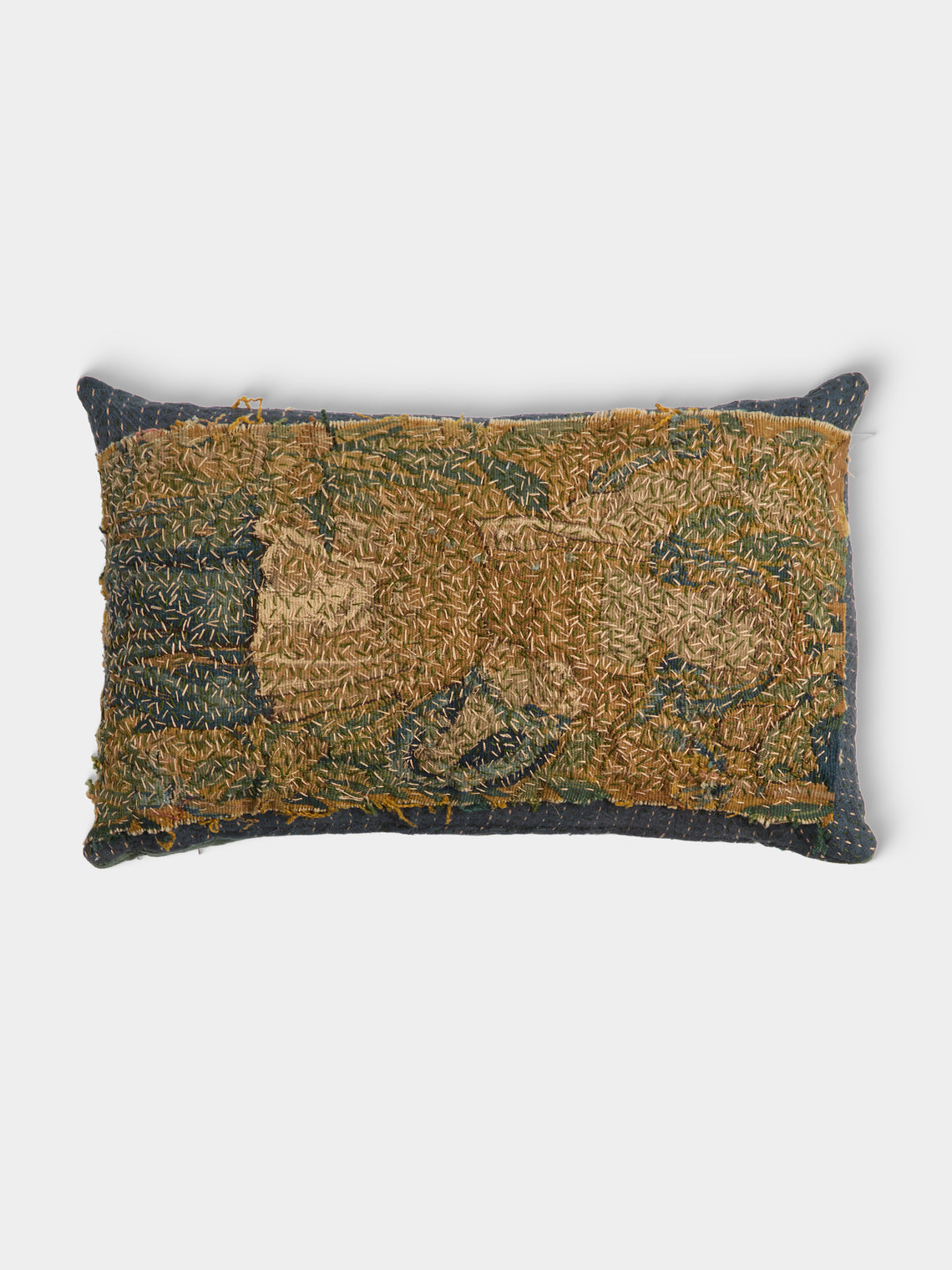 By Walid - 17th-Century Flemish Verdure Tapestry Linen Cushion (25in/63cm) - Multiple - ABASK - 