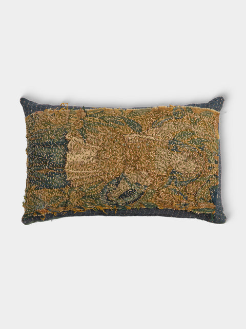 By Walid - 17th-Century Flemish Verdure Tapestry Linen Cushion (25in/63cm) - Multiple - ABASK - 