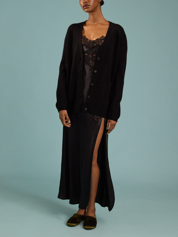 Denis Colomb - Cashmere Boyfriend Cardigan | Size: S - Black - ABASK