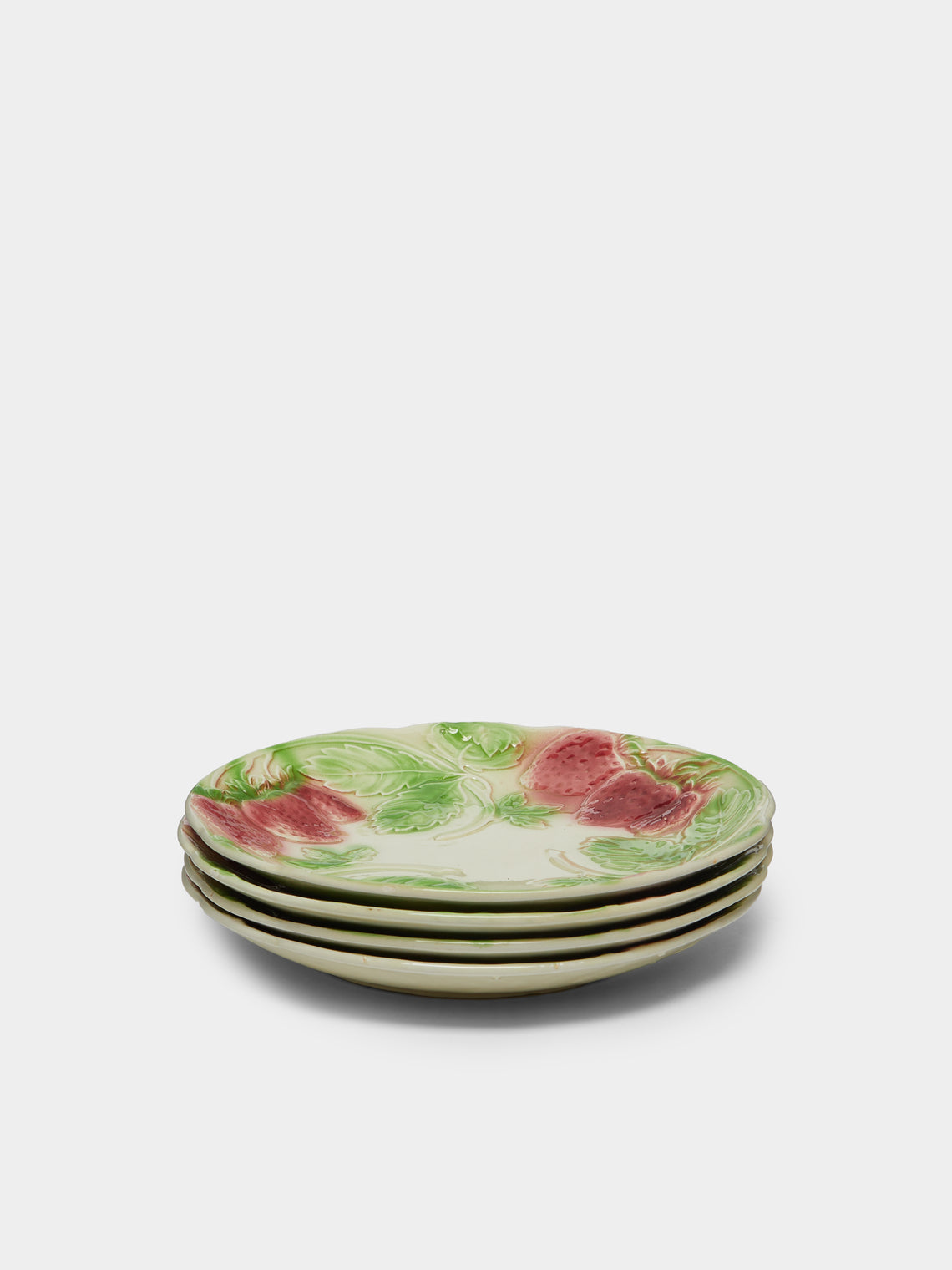 Strwbery Plates Multiple 1940s Majolica Strawberry Ceramic Plates – 8in/21cm (Set of 4 ...