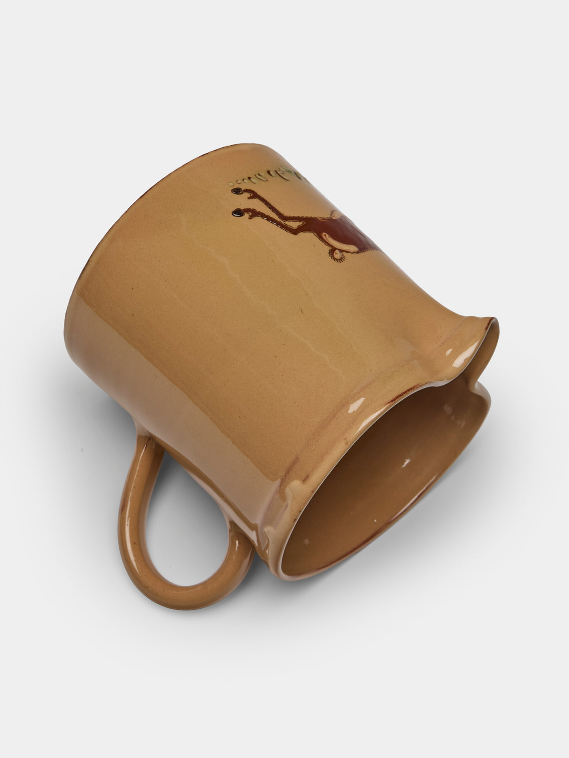 Poterie d’Évires - Stags Hand-Painted Ceramic Straight-Edge Jug (34oz/1L) - Cream - ABASK