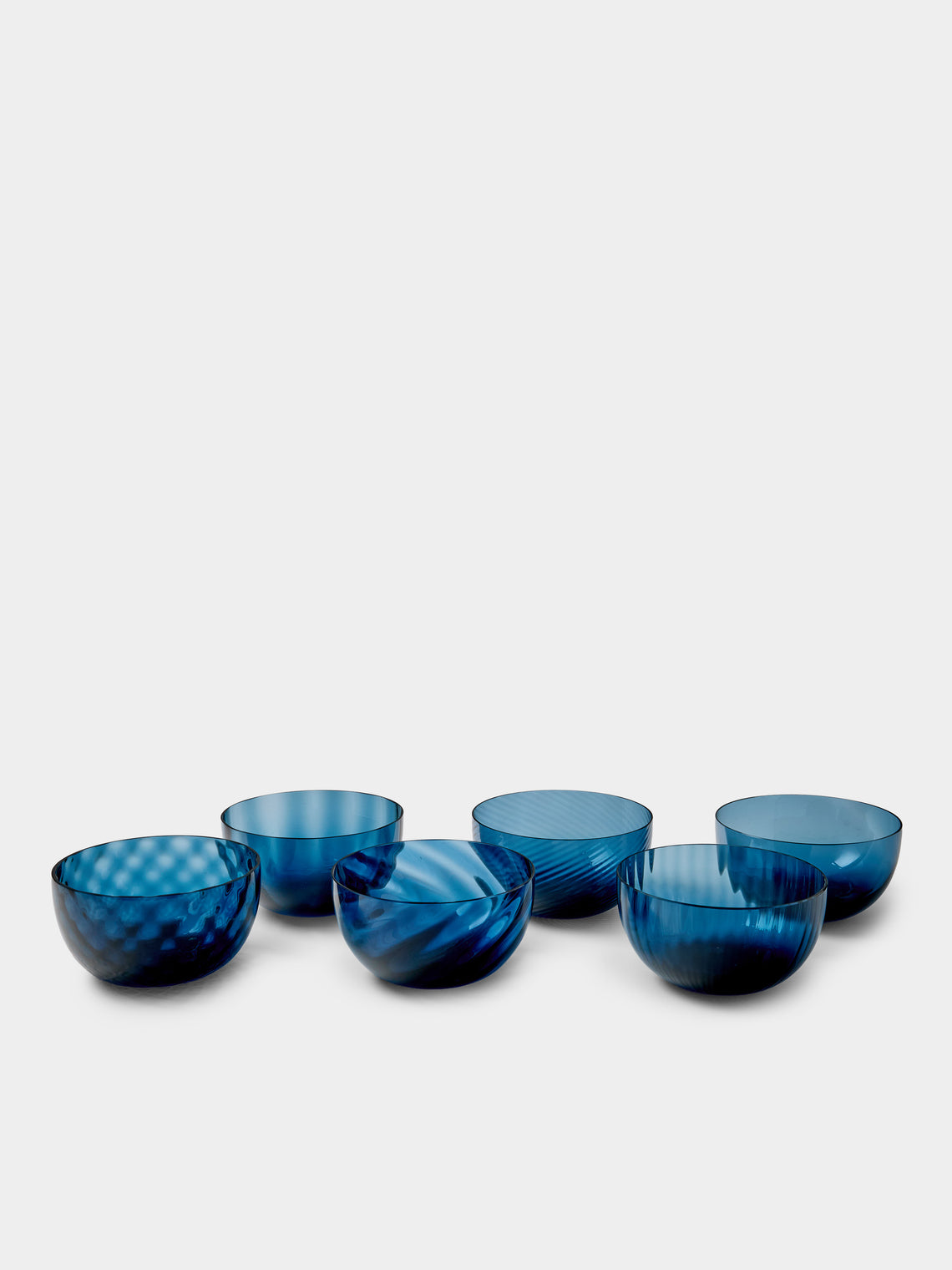 NasonMoretti - | Set of 6 | Idra Hand-Blown Murano Glass Dessert Bowls - Blue - ABASK - 