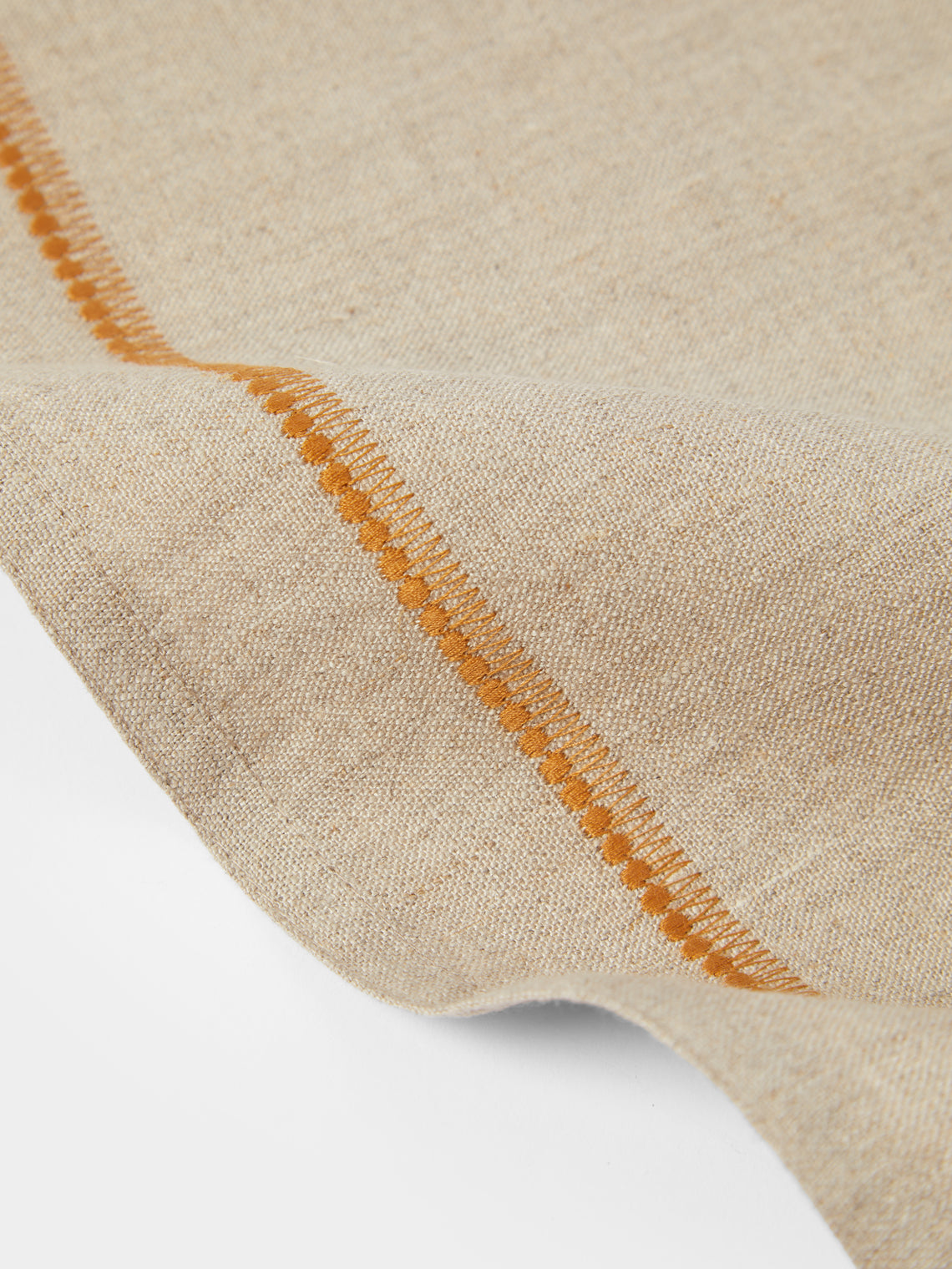 Chamois - | Set of 4 | Embroidered Linen Napkins - Beige - ABASK