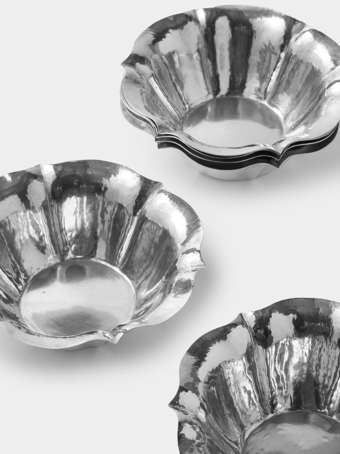 Antique and Vintage - 1960s Flower Silver-Plated Bowls (Set of 6) - Silver - ABASK