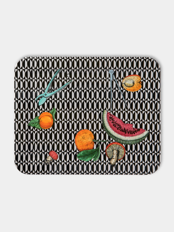 Fornasetti - Oggetti e Frutti Wood Tray - Black - ABASK - 