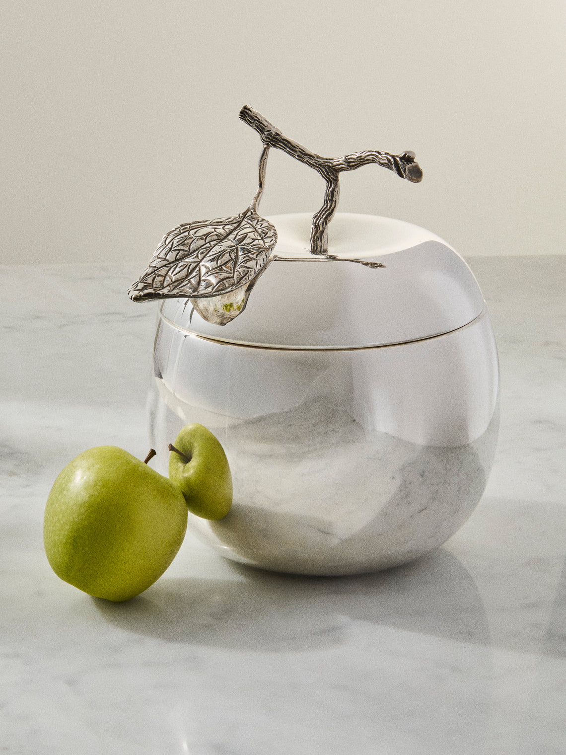 Antique and Vintage - 1960s Teghini Firenze Silver-Plated Apple Ice Bucket - Silver - ABASK
