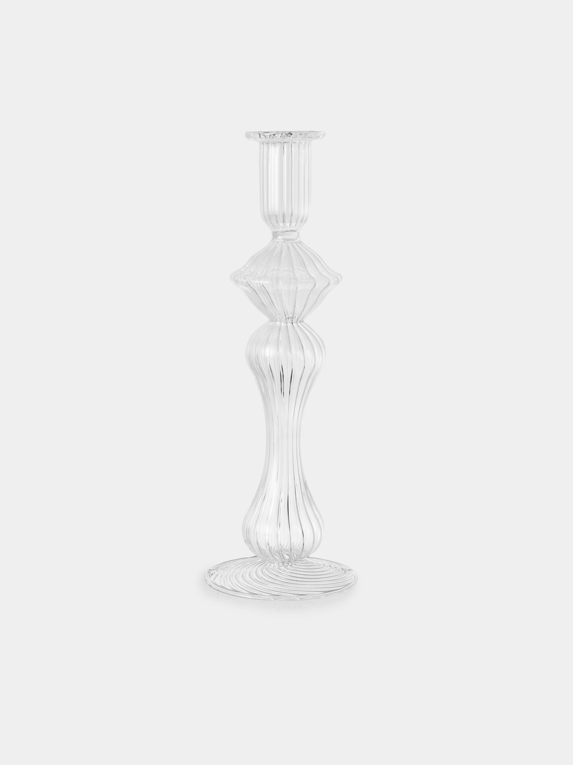 Alya Tannous - | Set of 3 | Iconica Hand-Blown Glass Candlesticks - Clear - ABASK