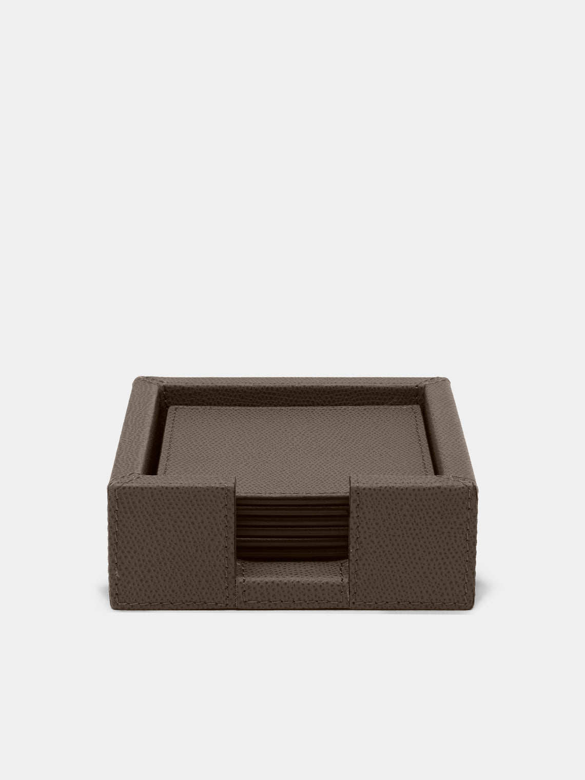 Giobagnara - Tao Leather Coasters with Holder (Set of 6) - Gray - ABASK - 