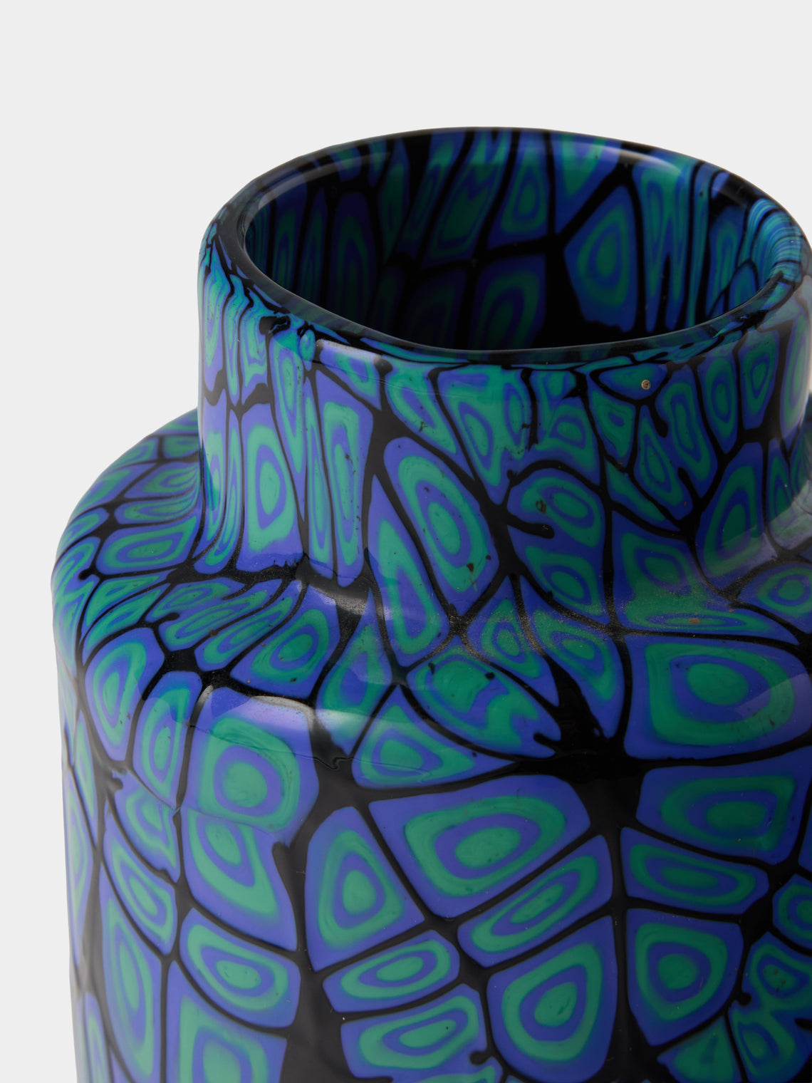 Antique and Vintage - 1970s Galliano Ferro Murano Glass Vase (6.5in/17cm) - Blue - ABASK