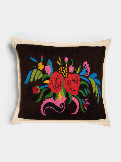 Saved NY - Hand-Embroidered Cashmere Pillow (21.5in/55cm) - Multiple - ABASK - 
