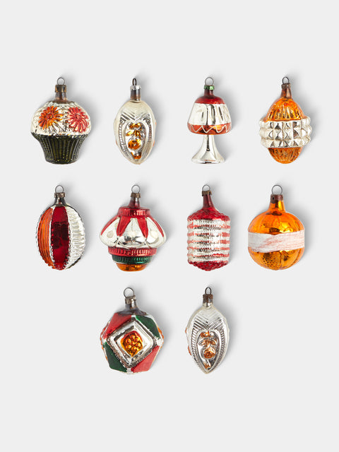 Antique and Vintage - Early-20th-Century Christmas Glass Baubles (Set of 10) - Multiple - ABASK - 
