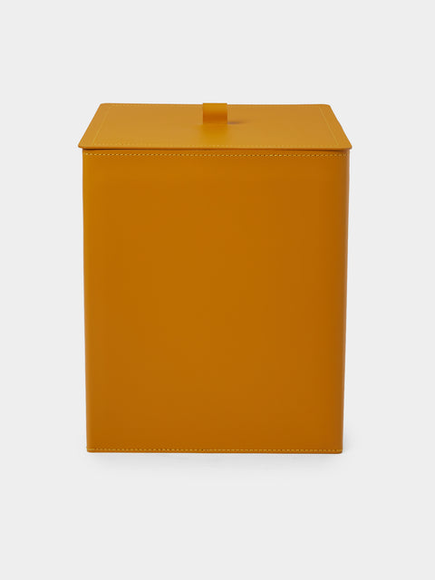 RUDI - Bino Leather Square Lidded Wastepaper Bin - Yellow - ABASK - 