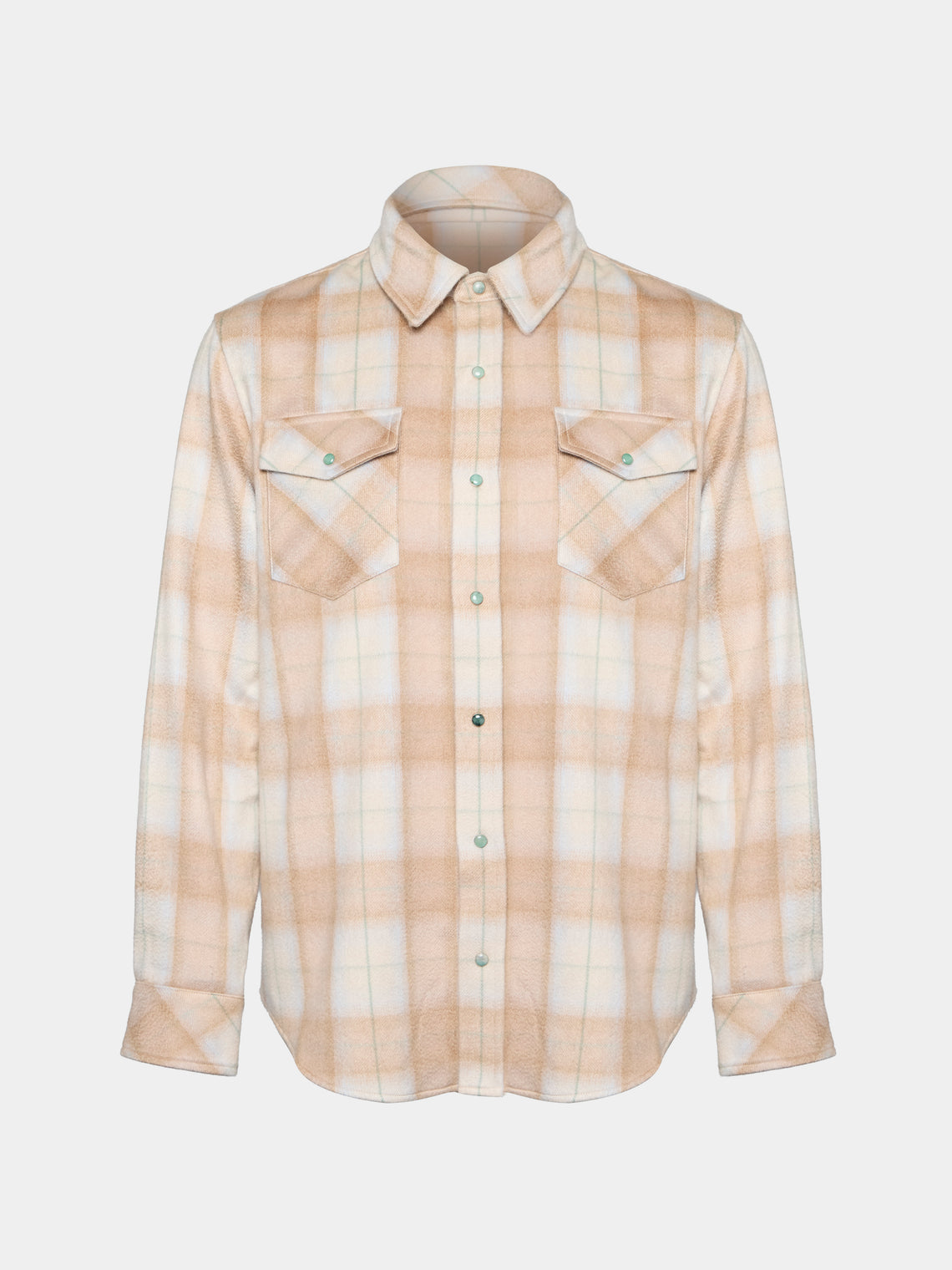 God's True Cashmere - Champagne Tartan Cashmere Shirt | Size: S - Beige - ABASK - 