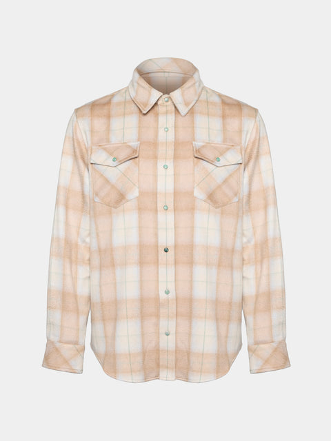 God's True Cashmere - Champagne Tartan Cashmere Shirt | Size: S - Beige - ABASK - 