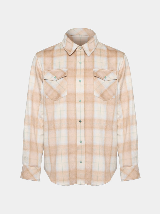 God's True Cashmere - Champagne Tartan Cashmere Shirt | Size: S - Beige - ABASK - 