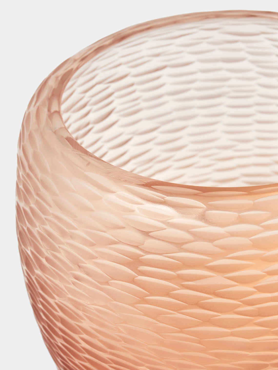 Micheluzzi Glass - Pozzo Rose Semette Hand-Blown Murano Glass Vase (6.5in/17cm) - Orange - ABASK