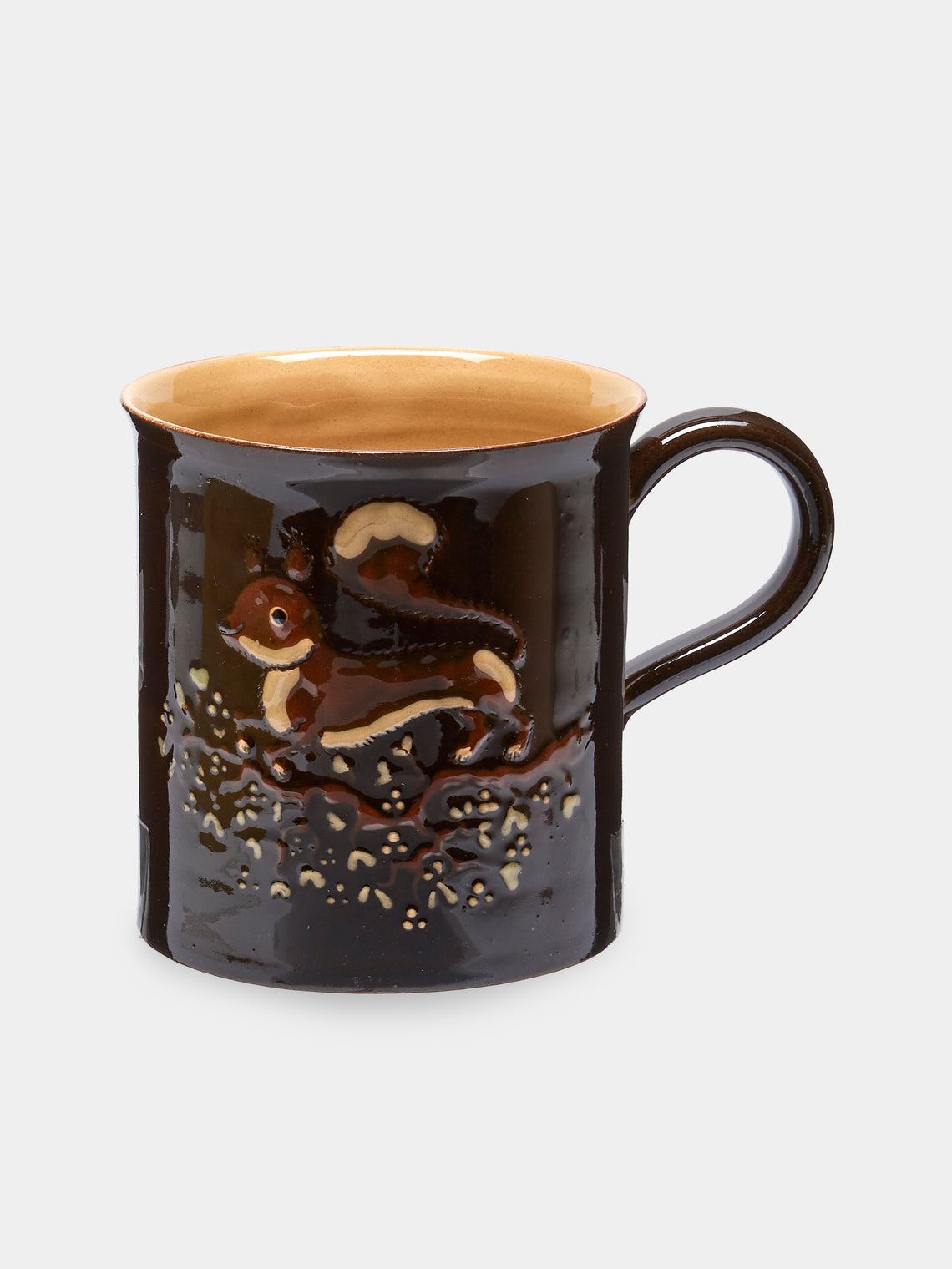 Poterie d’Évires - Animals Hand-Painted Ceramic Mugs (Set of 6) - Dark brown - ABASK