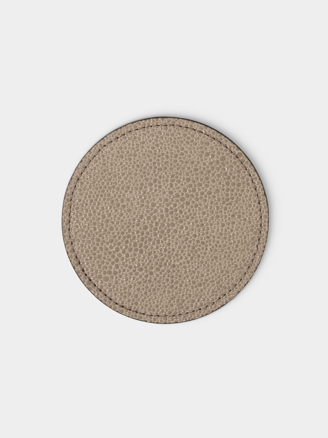 Pinetti - Leather Round Coasters (Set of 6) - Taupe - ABASK