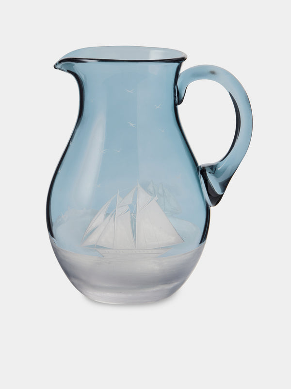 Artel - Golden Age of Yachting Hand-Engraved Crystal Jug - Blue - ABASK - 