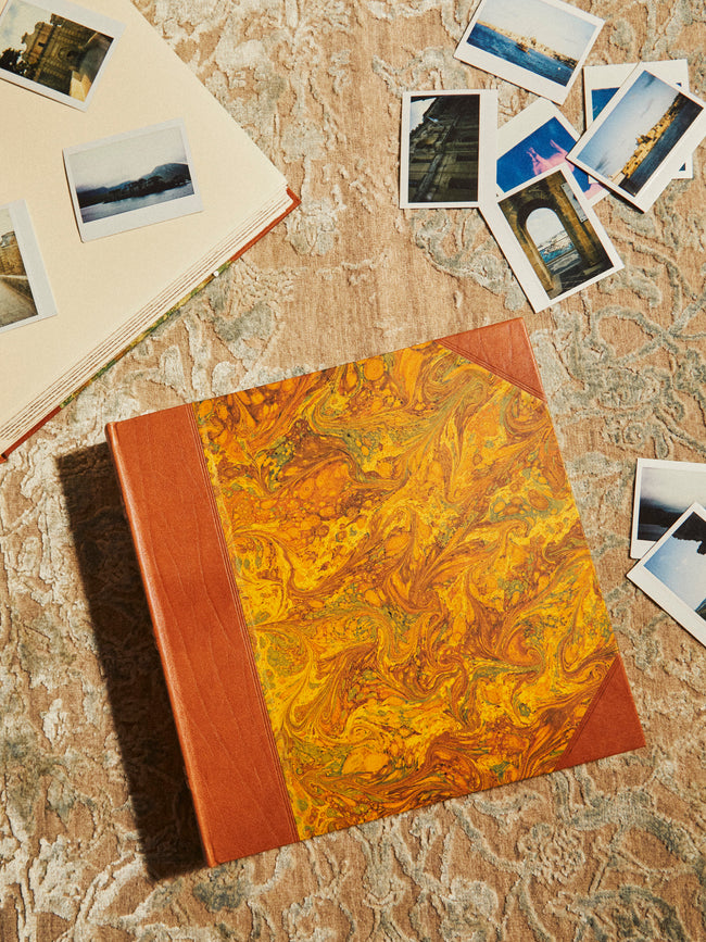 Giannini Firenze - Hand Marbled Leather Bound Photo Album - Orange - ABASK
