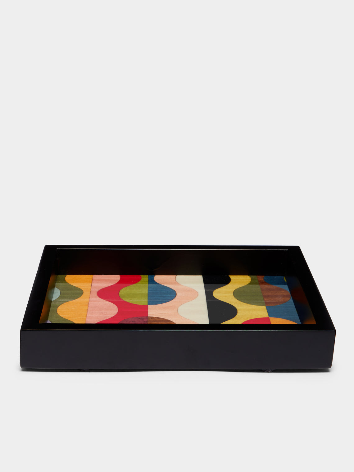 Waves Wood Inlay Tray (10.5in/27cm)