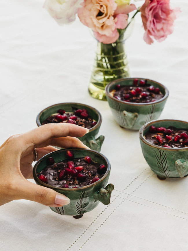 Anut Cairo - | Set of 4 | Fields Hand-Painted Ceramic Bowls - Green - ABASK