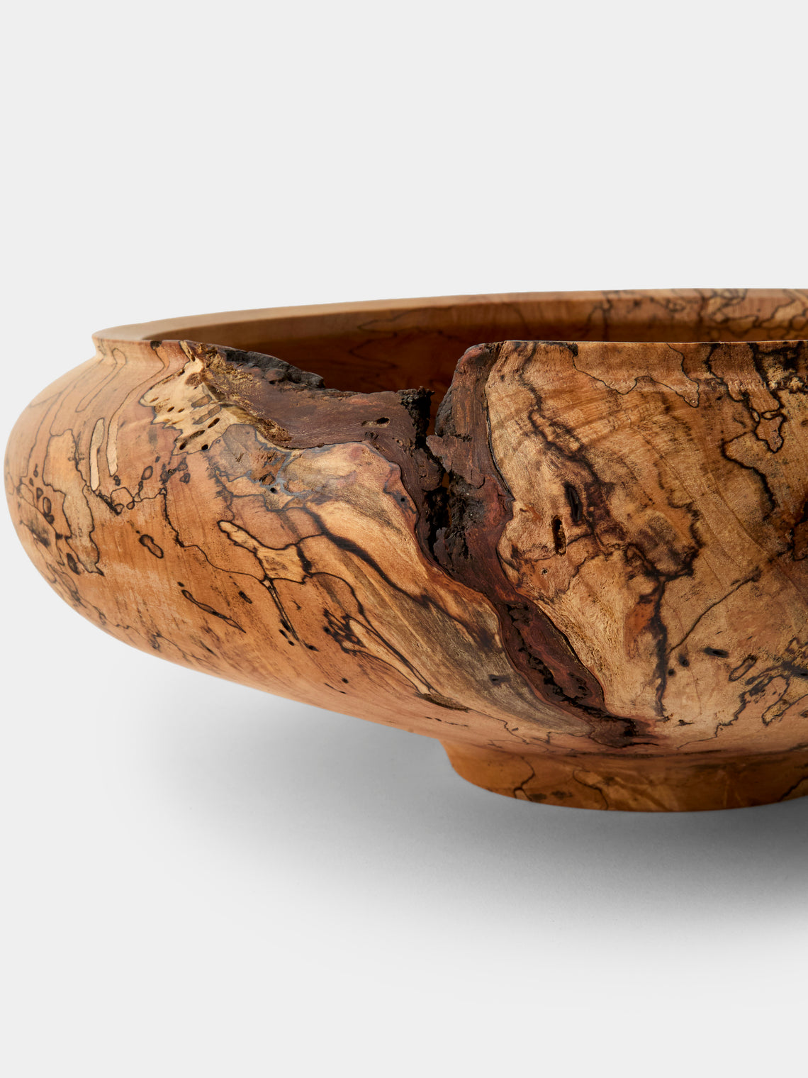 Iida Woodturning - Hand-Turned Oil-Finish Spalted Maple Bowl - Brown - ABASK