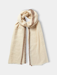 Me & K - Cashmere Border-Stripe Scarf - Ivory - ABASK - 