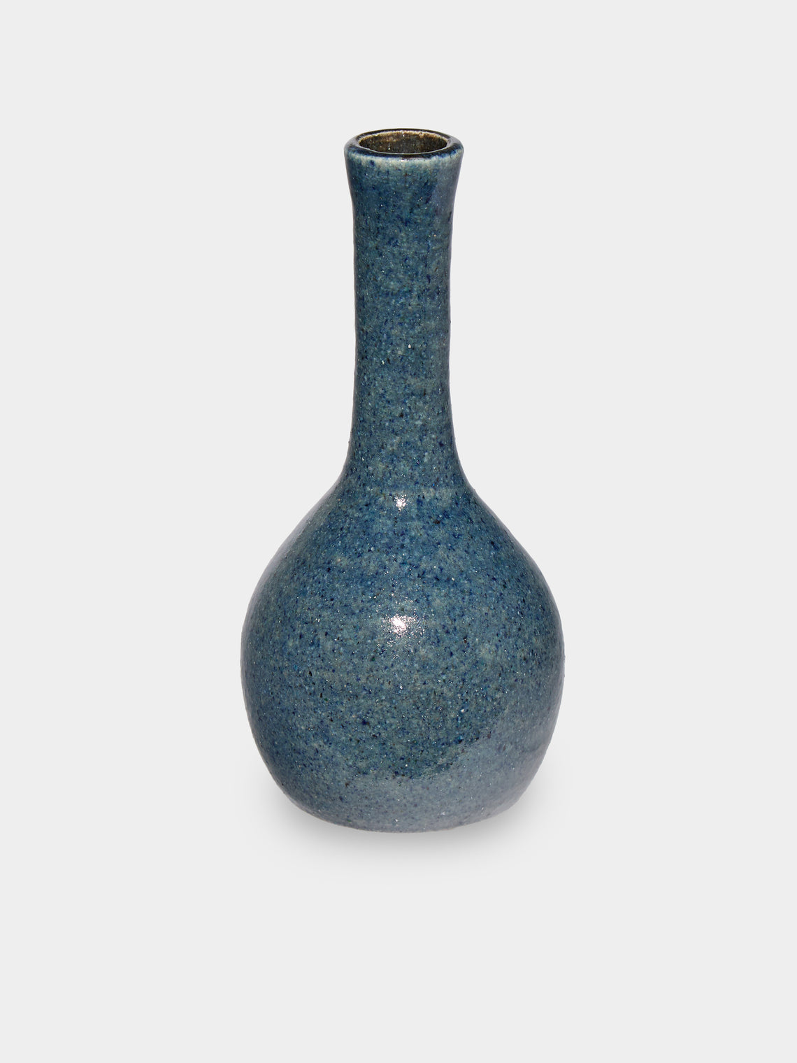 Antique and Vintage - Mid-Century Accolay Ceramic Vase (7in/18cm) - Blue - ABASK - 