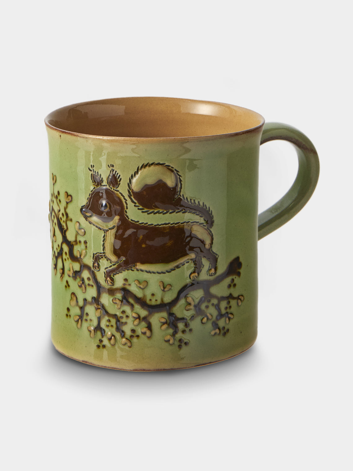 Poterie d’Évires - Animals Hand-Painted Ceramic Mugs (Set of 4) - Green - ABASK