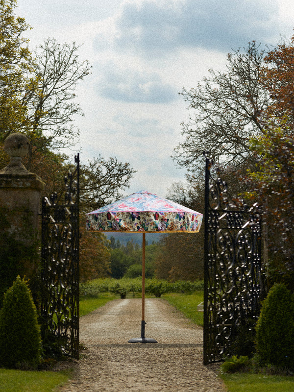 Sunbeam Jackie - Mulberry Vintage-Cotton Parasol (94.5in/2.4m) - Blue - ABASK