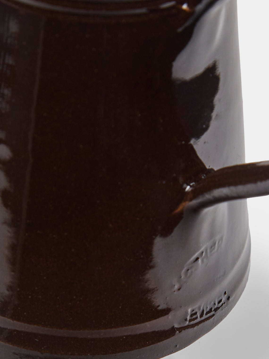 Poterie d’Évires - Goats Hand-Painted Ceramic Petite Milk Jug - Dark brown - ABASK