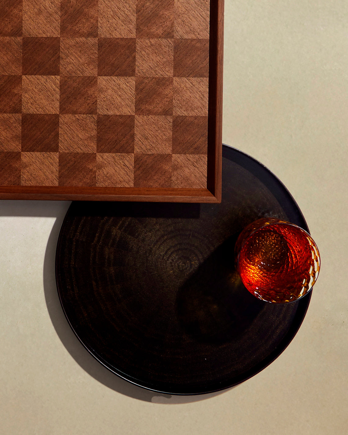 Mori Kougei - Rays Sumi-Urushi Wood Round Tray (11in/28cm) - Black - ABASK