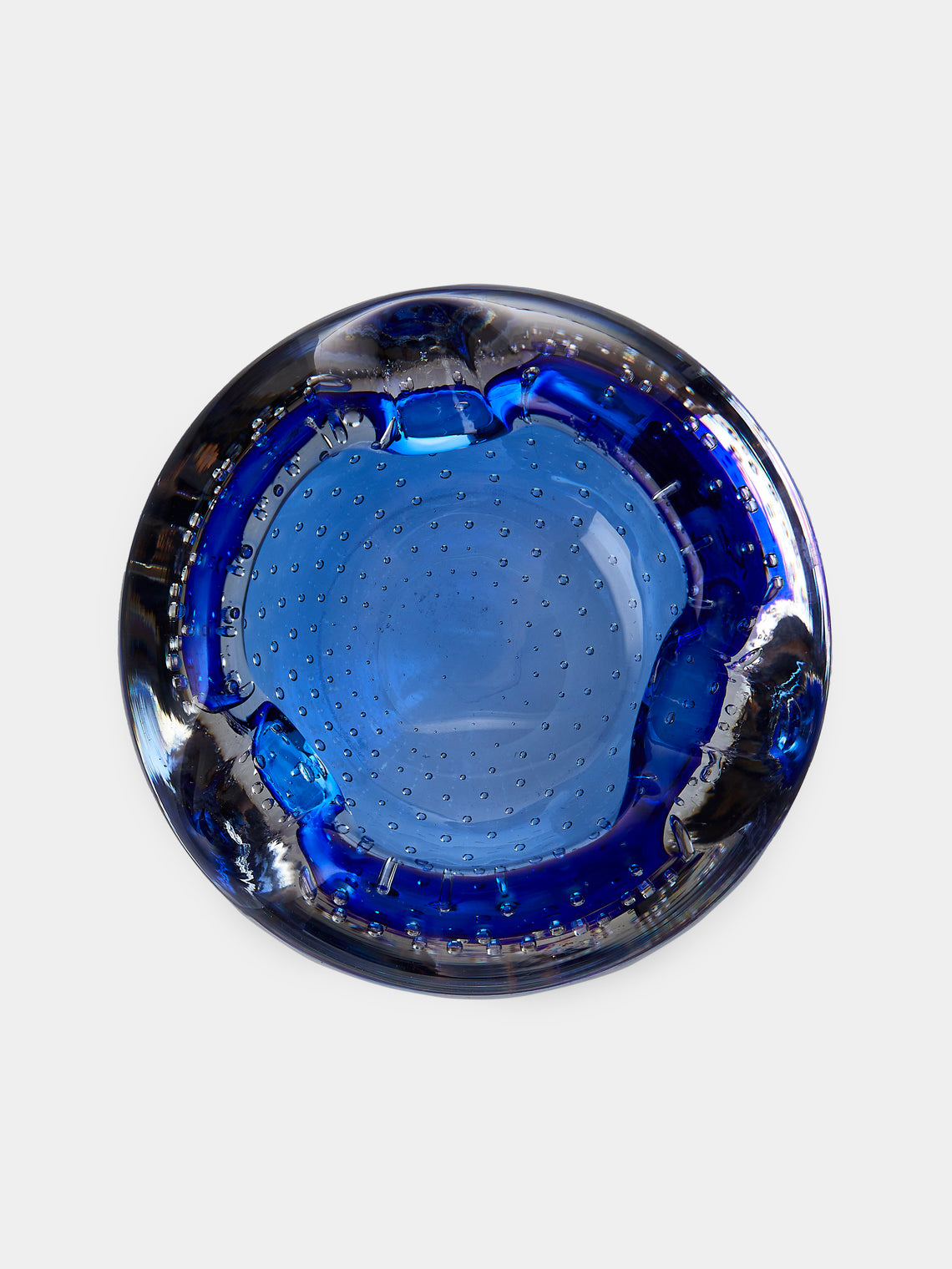 Antique and Vintage - Mid-Century Glass Ashtray - Blue - ABASK