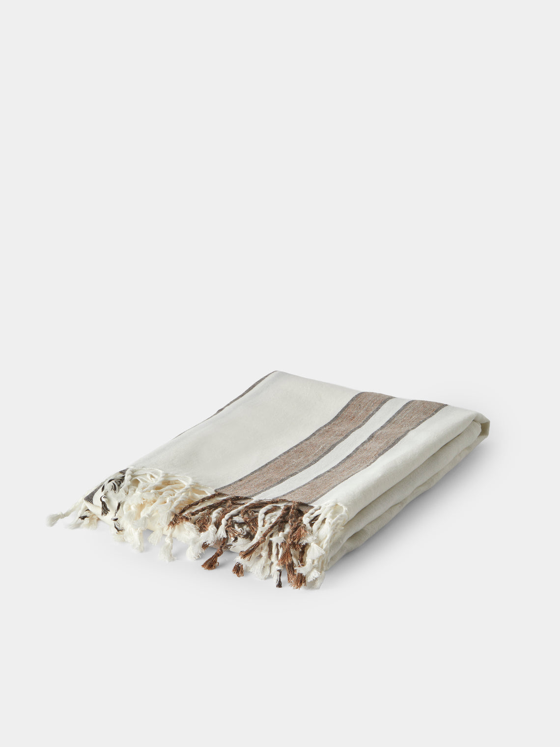 Brunello Cucinelli - Linen Striped Throw (75in/1.9m) - White - ABASK