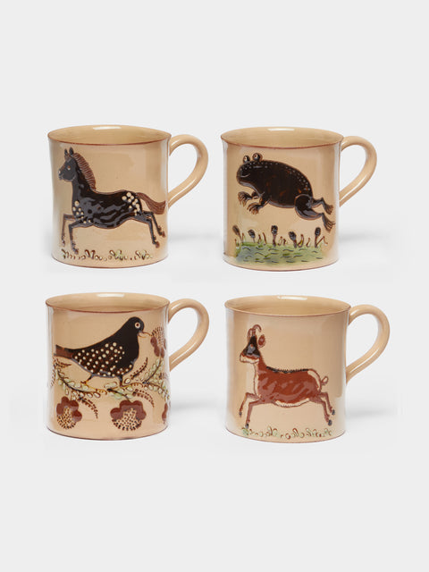 Poterie d’Évires - Animals Hand-Painted Ceramic Mugs (Set of 4) -  - ABASK - 