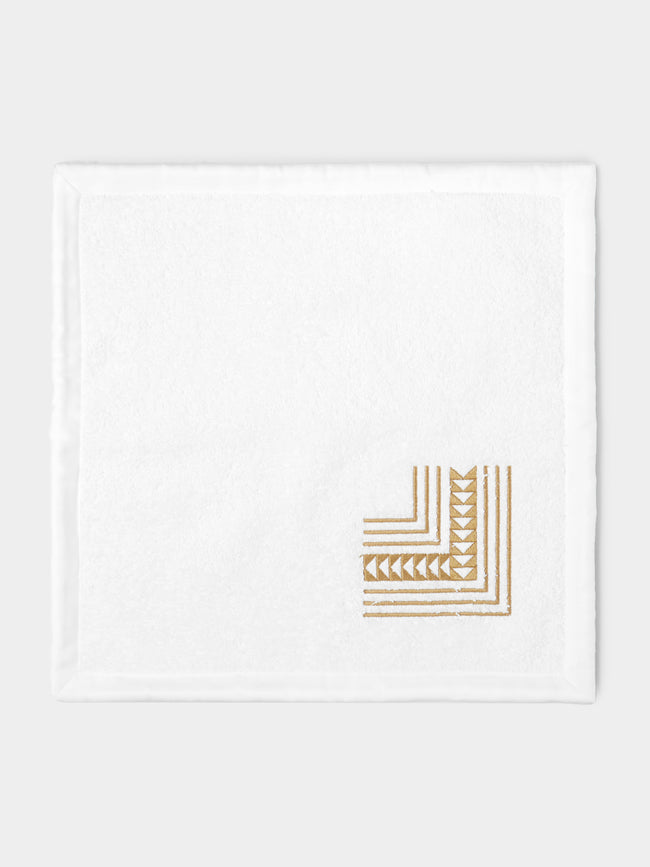 Loretta Caponi - Arrows Hand-Embroidered Cotton Washcloth -  - ABASK - 
