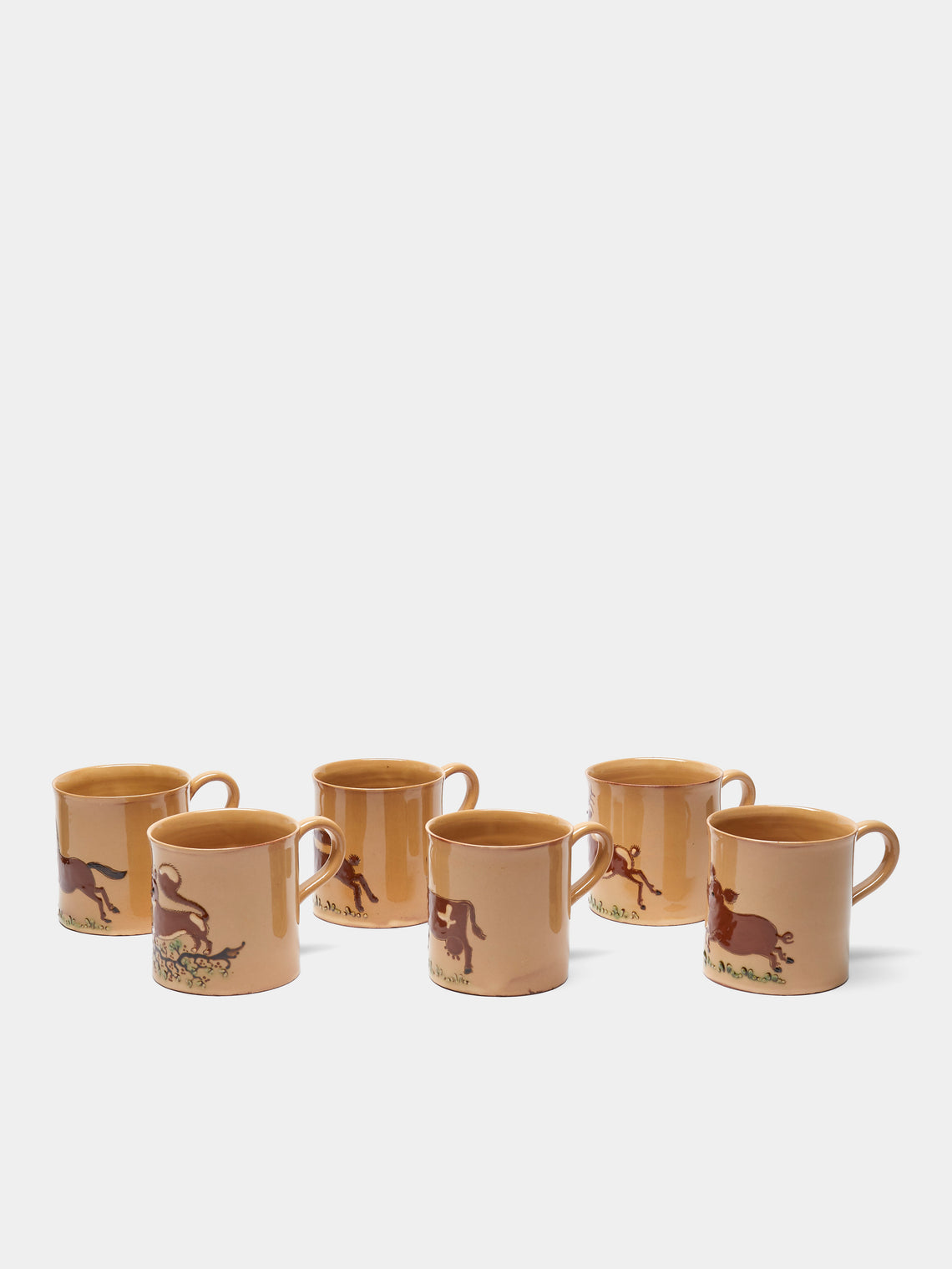 Poterie d’Évires - Animals Hand-Painted Ceramic Mugs (Set of 6) - Cream - ABASK