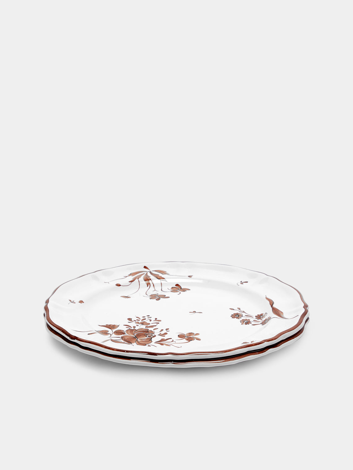 Z.d.G - Camaïeu Hand-Painted Ceramic Salad / Dessert Plates – 8in/21cm (Set of 2) - White - ABASK