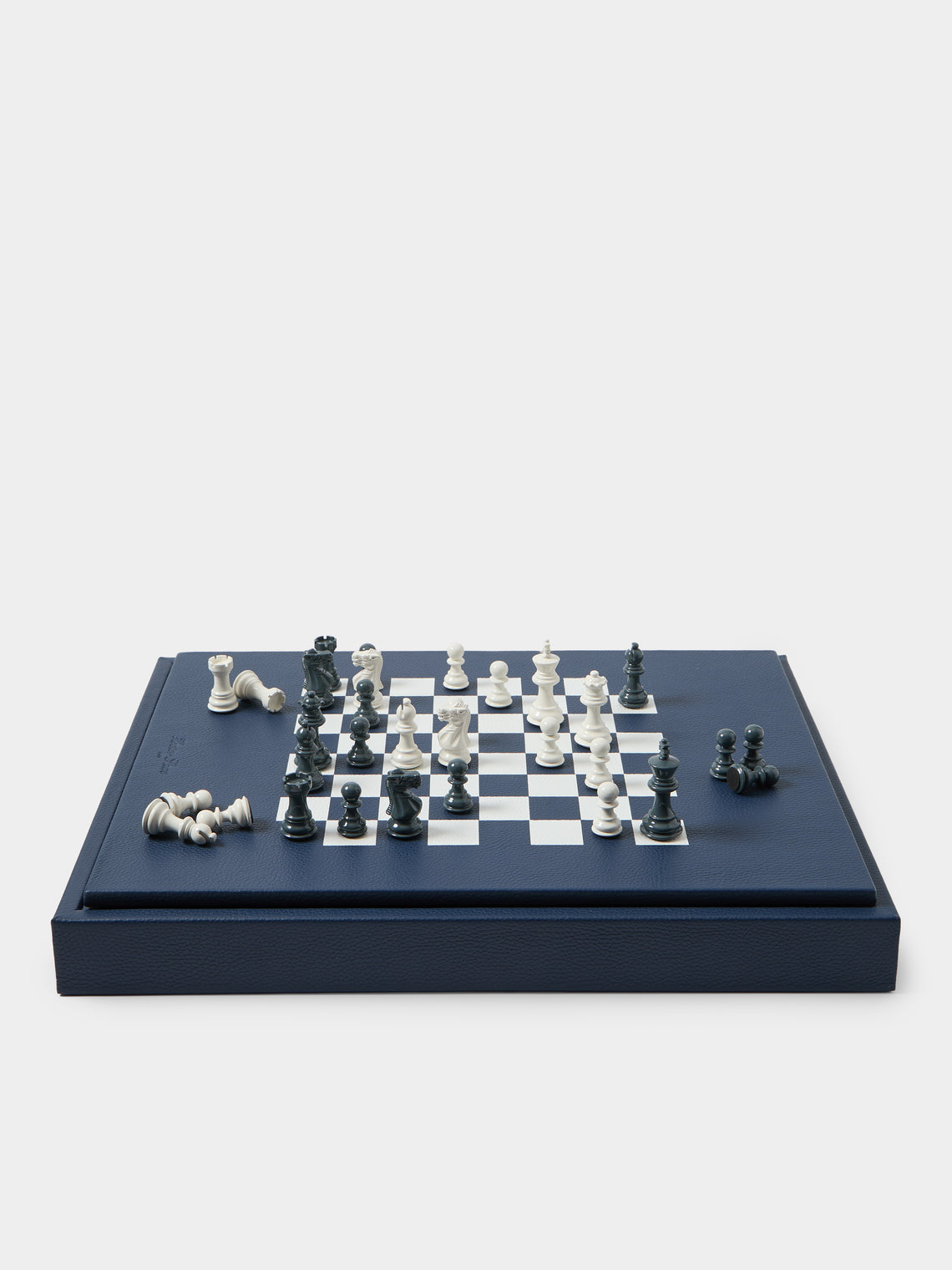 Hector Saxe - Leather Backgammon, Checkers, Chess and Dominoes Compendium - Blue - ABASK