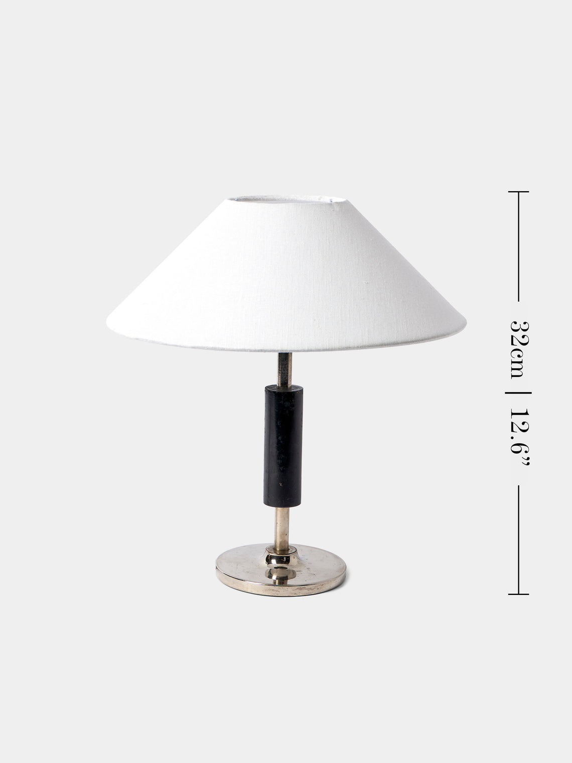 Antique and Vintage - 1930s Swedish Nickel and Ebony Table Lamp - Silver - ABASK