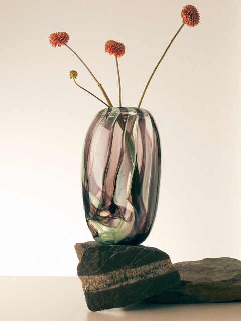 Moonarij - Oona Hand-Blown Glass Vase (15.5in/40cm) - Purple - ABASK