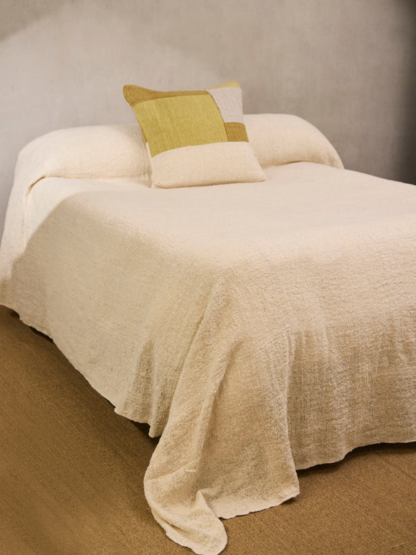 Valentina Hoyos - Patchwork Cotton Bedspread (110in/2.8m) - Natural - ABASK
