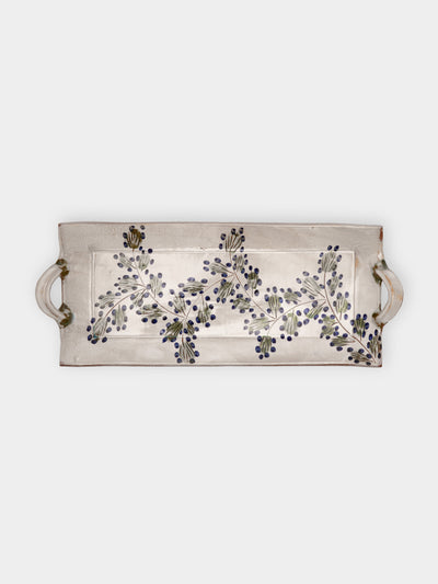 Anut Cairo - Leaves Hand-Painted Ceramic Tray (14in/35cm) - Multiple - ABASK - 