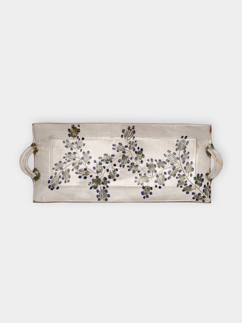 Anut Cairo - Leaves Hand-Painted Ceramic Tray (14in/35cm) - Multiple - ABASK - 