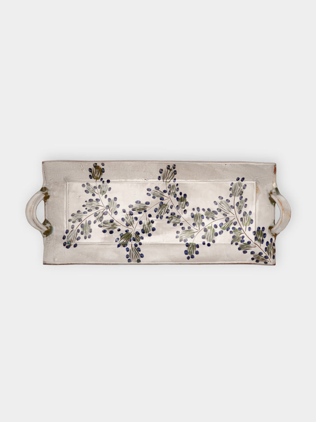 Anut Cairo - Leaves Hand-Painted Ceramic Tray (14in/35cm) - Multiple - ABASK - 