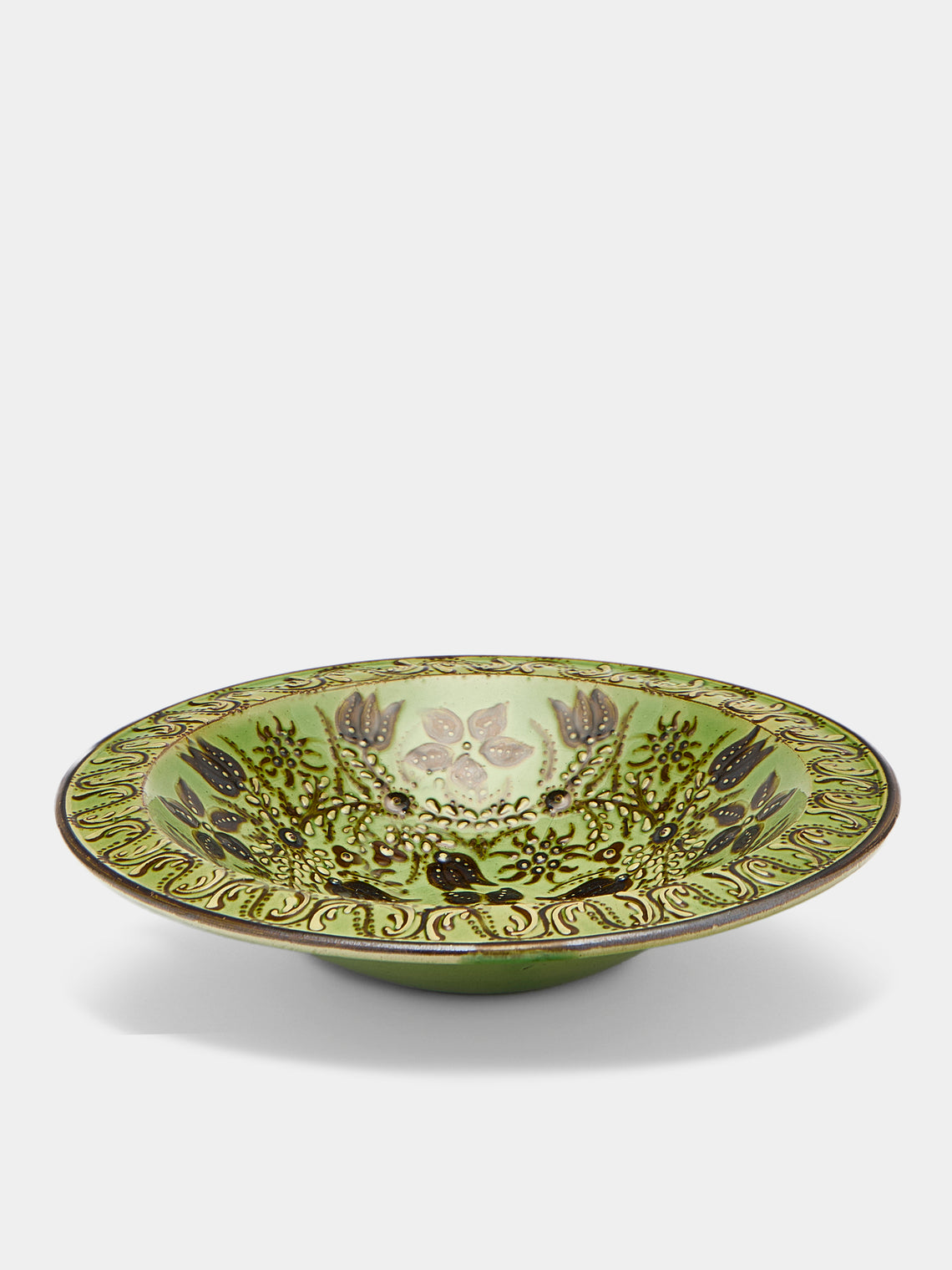 Poterie d’Évires - Flowers Hand-Painted Ceramic Large Breakfast Serving Bowl -  - ABASK