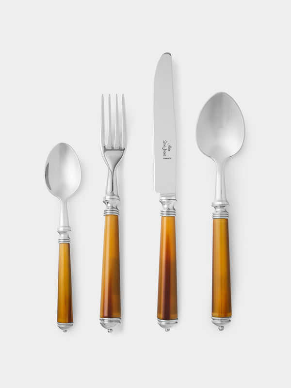 Alain Saint-Joanis - Marbella Dark Horn Resin Dinner Cutlery Set - Brown - ABASK - 