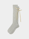 Maria La Rosa - Women's College Velvet Bow Cashmere Knee-High Socks | One Size - Taupe - ABASK - 