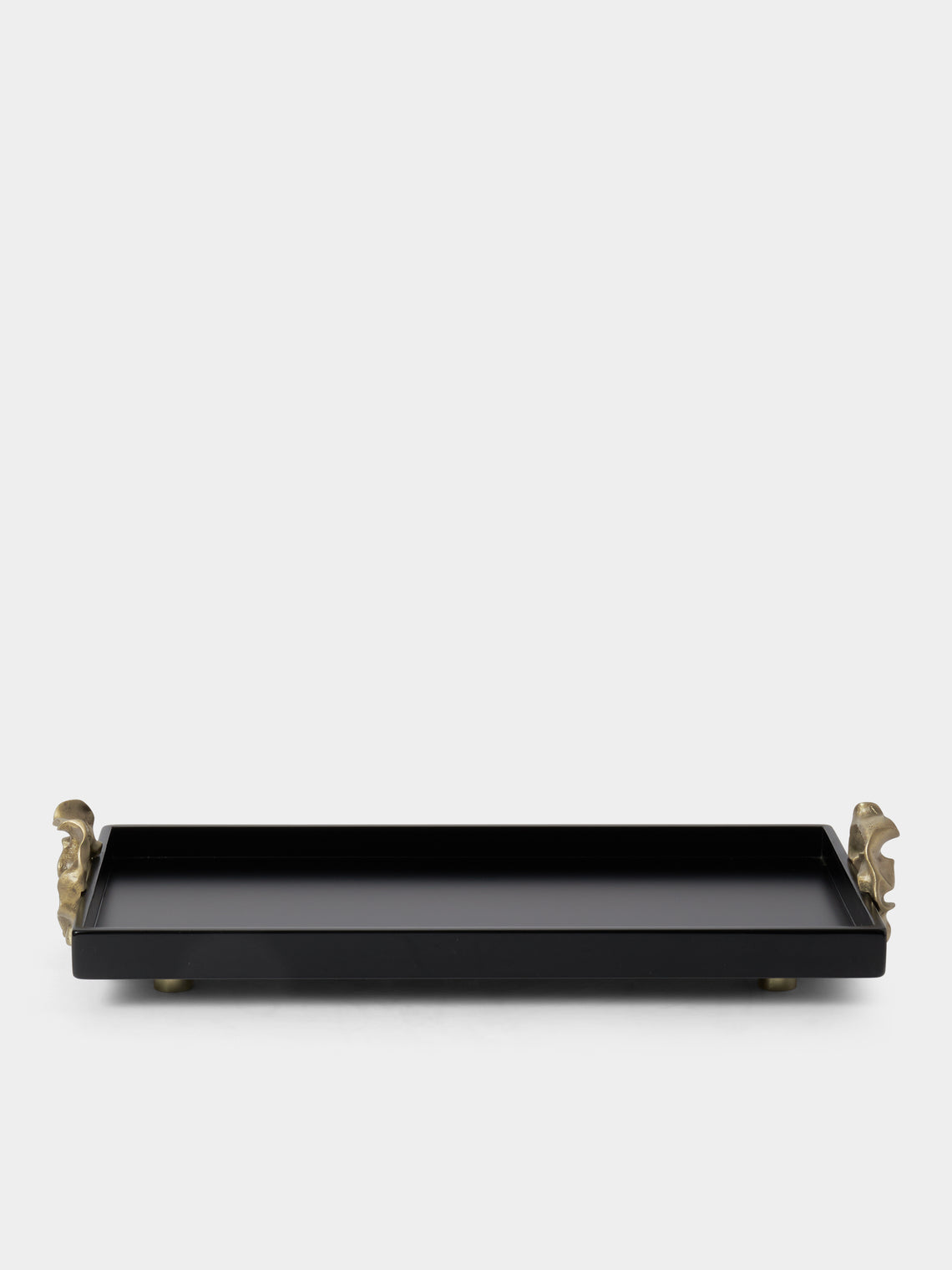 Viya - Saffron Lacquered Wood Vanity Tray (16.5in/42cm) - Black - ABASK - 
